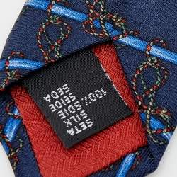 S.T. Dupont Vintage Blue Printed Silk Jacquard Tie