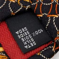 S.T. Dupont Vintage Black Printed Silk Jacquard Tie