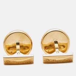 S.T. Dupont Cohiba Behike Black Lacquer Gold Finish Round Cufflinks