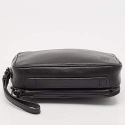S.T. Dupont Black Leather Double Zip Pouch