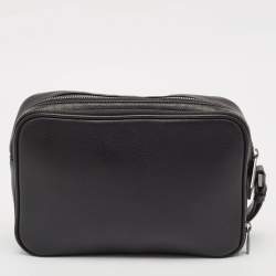 S.T. Dupont Black Leather Double Zip Pouch
