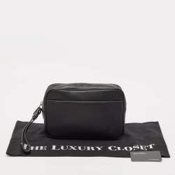 S.T. Dupont Black Leather Double Zip Pouch