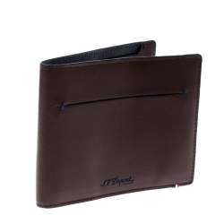 S.T. Dupont Brown Leather Line D Slim 7CC Bifold Wallet