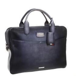 S.T. Dupont Dark Blue Ombre Leather Atelier Document Briefcase