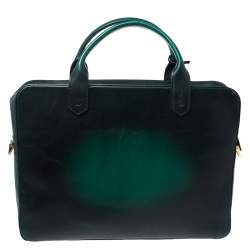 S.T. Dupont Green Ombre Leather Atelier Document Briefcase