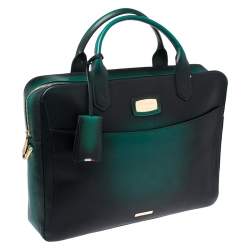 S.T. Dupont Green Ombre Leather Atelier Document Briefcase