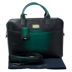 S.T. Dupont Green Ombre Leather Atelier Document Briefcase