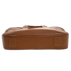 S.T. Dupont Tan Brown Perforated Leather Small Laptop and Document Holder Bag