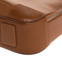 S.T. Dupont Tan Brown Perforated Leather Small Laptop and Document Holder Bag