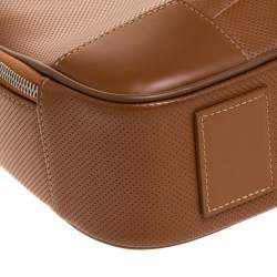 S.T. Dupont Tan Brown Perforated Leather Small Laptop and Document Holder Bag