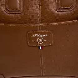 S.T. Dupont Tan Brown Perforated Leather Small Laptop and Document Holder Bag