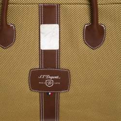 S.T. Dupont Brown/Yellow Canvas and Leather Document Holder Bag