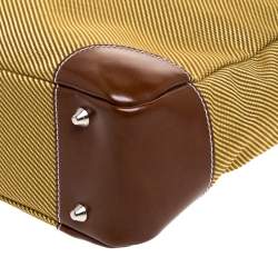 S.T. Dupont Brown/Yellow Canvas and Leather Document Holder Bag