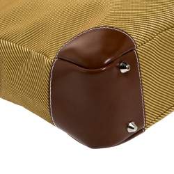S.T. Dupont Brown/Yellow Canvas and Leather Document Holder Bag