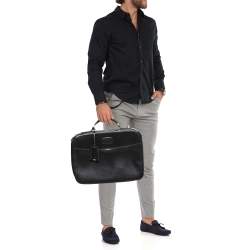 S.T. Dupont Black Leather Document Briefcase
