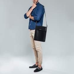 S.T. Dupont Black Leather Messenger Bag