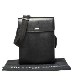 S.T. Dupont Black Leather Messenger Bag