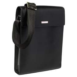 S.T. Dupont Black Leather Messenger Bag