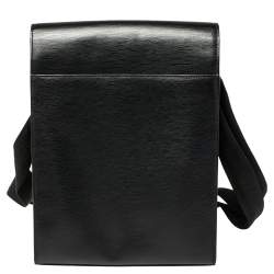 S.T. Dupont Black Leather Messenger Bag