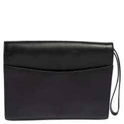 S.T. Dupont Black Leather Wristlet Clutch
