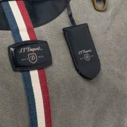 S.T. Dupont Blue/Grey Canvas and Leather Trim Bogie Iconic Duffle Bag