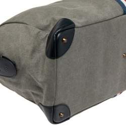 S.T. Dupont Blue/Grey Canvas and Leather Trim Bogie Iconic Duffle Bag