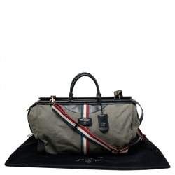 S.T. Dupont Blue/Grey Canvas and Leather Trim Bogie Iconic Duffle Bag