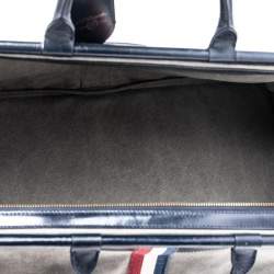 S.T. Dupont Blue/Grey Canvas and Leather Trim Bogie Iconic Duffle Bag