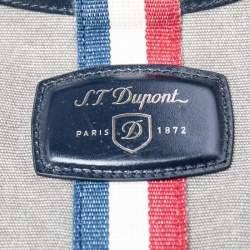 S.T. Dupont Blue/Grey Canvas and Leather Trim Bogie Iconic Duffle Bag