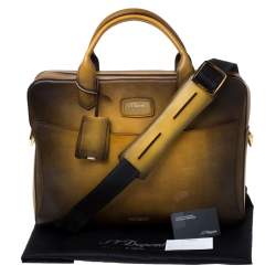 S.T. Dupont Yellow/Black Ombre Leather Atelier Line D One Gusset Briefcase