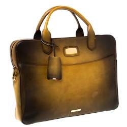S.T. Dupont Yellow/Black Ombre Leather Atelier Line D One Gusset Briefcase