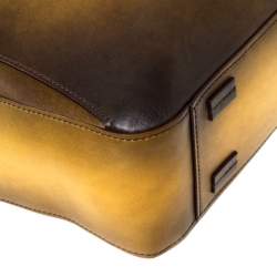 S.T. Dupont Yellow/Black Ombre Leather Atelier Line D One Gusset Briefcase