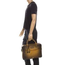 S.T. Dupont Yellow/Black Ombre Leather Atelier Line D One Gusset Briefcase