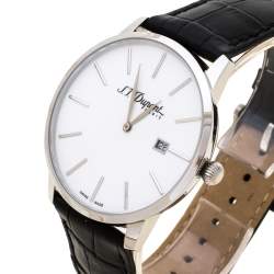 Pre Owned S.T. Dupont White Stainless Steel Men's Wristwatch 39 mm