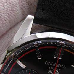 Tag Heuer Black Stainless Steel Carrera Automatic Men's Wristwatch 43 mm