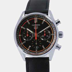 Tag Heuer Black Stainless Steel Carrera Automatic Men's Wristwatch 43 mm