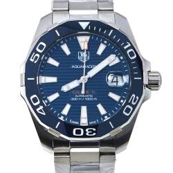Pre Owned Tag Heuer Blue Ceramic Stainless Steel Aquaracer WAY211C.BA0928 Men's Wristwatch 41 mm