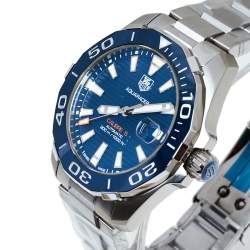 Pre Owned Tag Heuer Blue Ceramic Stainless Steel Aquaracer WAY211C.BA0928 Men's Wristwatch 41 mm