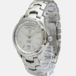 Pre Owned Tag Heuer Silver Stainless Steel Link WJF2011 Automatic Men's Wristwatch 42 mm