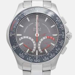 Tag Heuer Grey Stainless Steel Aquaracer F.Alonzo Limited Edition Vodafone McLaren Mercedes CAF7113.BA0803 Men's Wristwatch 41 mm