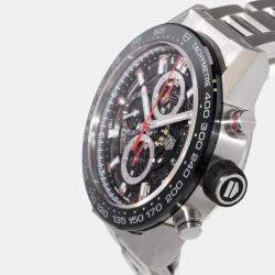 Tag Heuer Black Stainless Steel Carrera CAR2A1W Automatic Men's Wristwatch 45 mm