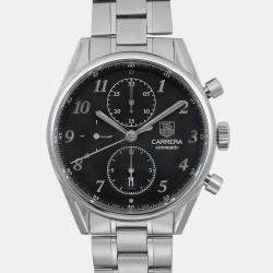 Tag Heuer Black Stainless Steel Carrera Automatic Men's Wristwatch 41 mm