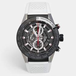 TAG Heuer Black PVD Stainless Steel Rubber Carrera Calibre HEUER 01 CAR2A1Z.FT6051 Men's Wristwatch 45 mm