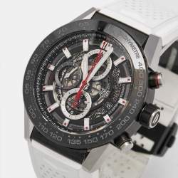 TAG Heuer Black PVD Stainless Steel Rubber Carrera Calibre HEUER 01 CAR2A1Z.FT6051 Men's Wristwatch 45 mm