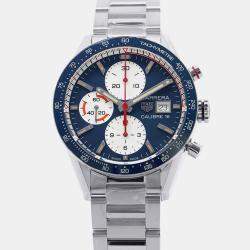 Tag Heuer Blue Stainless Steel Carrera Automatic Men's Wristwatch 41 mm