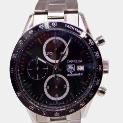 Tag Heuer Black Stainless Steel Carrera Calibre 16 Automatic Chronograph Men's Wristwatch 41 mm
