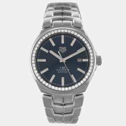 Tag Heuer Blue Stainless Steel Diamond Link WBC2113.BA0603 Automatic Men's Wristwatch 41 mm