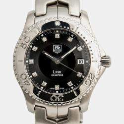 Tag Heuer Black Stainless Steel Link WJ1113 Quartz Men's Wristwatch 39 mm