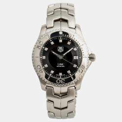 Tag Heuer Black Stainless Steel Link WJ1113 Quartz Men's Wristwatch 39 mm