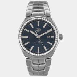 Pre Owned Tag Heuer Link WBC2113.BA0603 Automatic Blue diamonds Stainless Steel Men's Wristwatch 41 mm